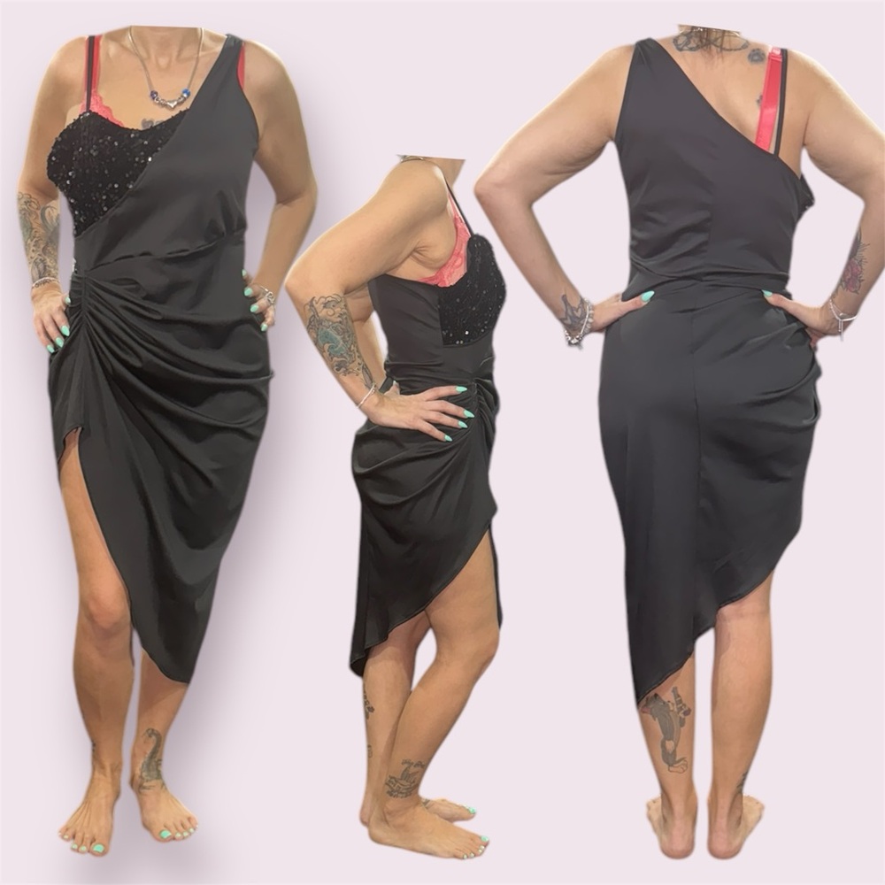 Elegant Black Asymmetrical Dress